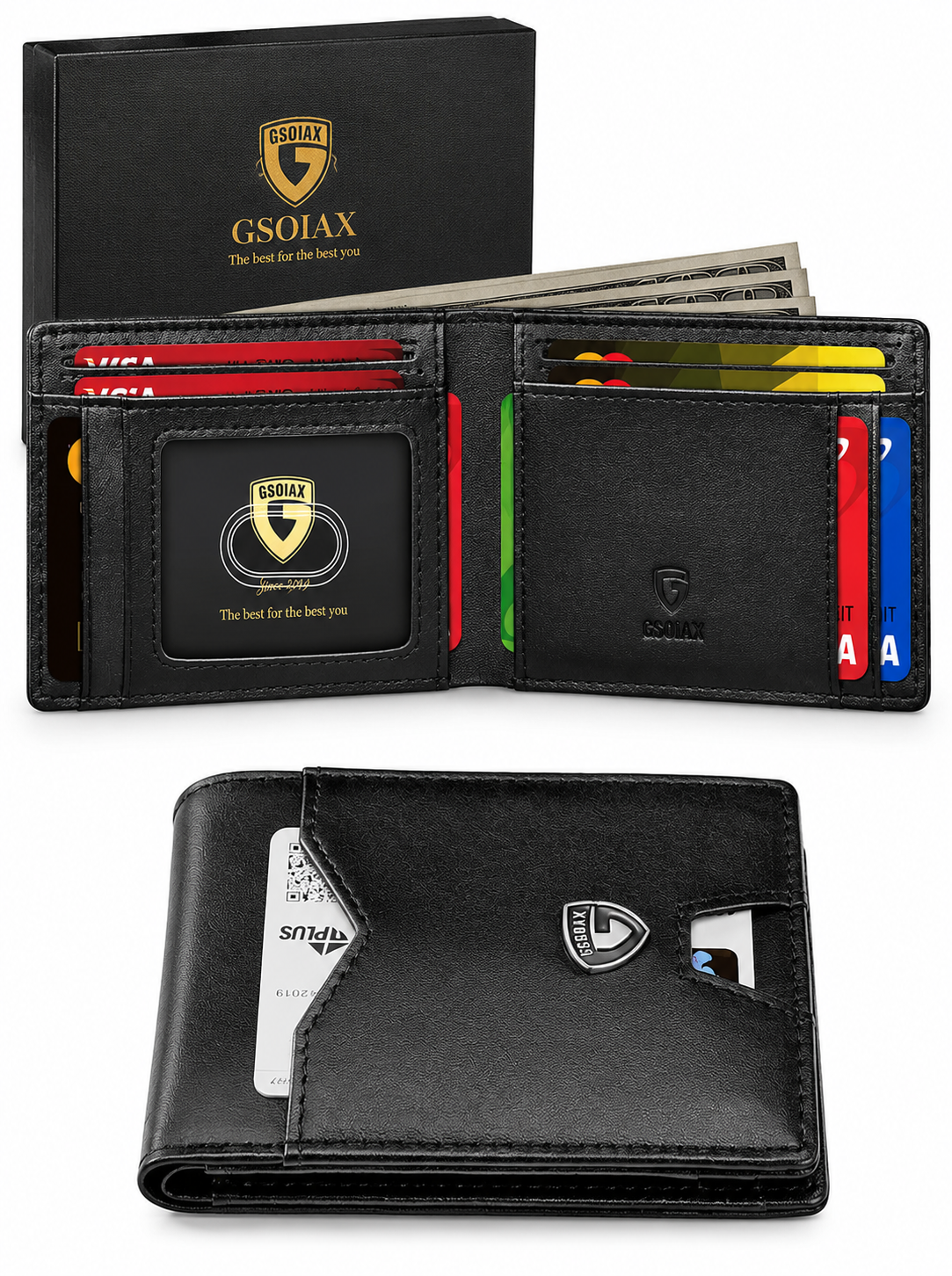GSOIAX - Cartera para hombre - Bloqueo RFID