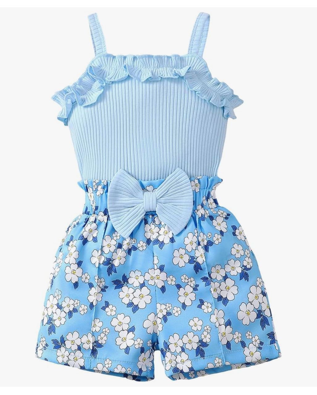Kucnuzki Conjunto Infantil con Top y Short - Azul Floral