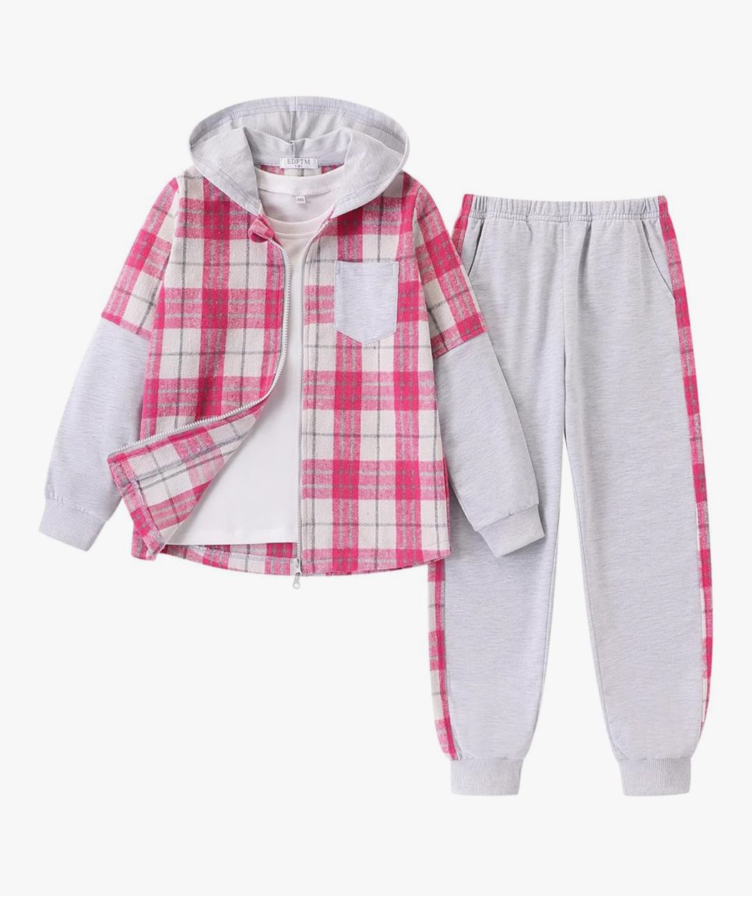 EDTM - Conjunto deportivo infantil - Cuadros rosa y gris