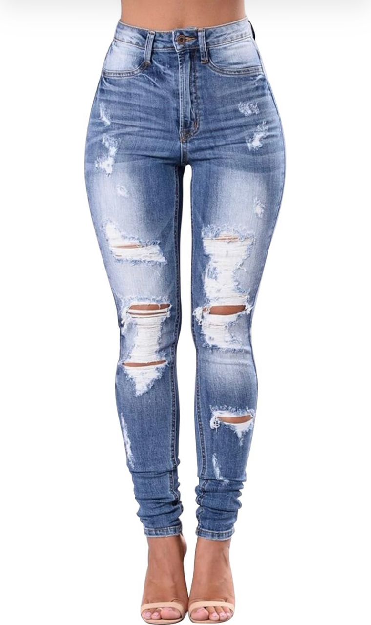 Jeans skinny rasgados - Azul denim