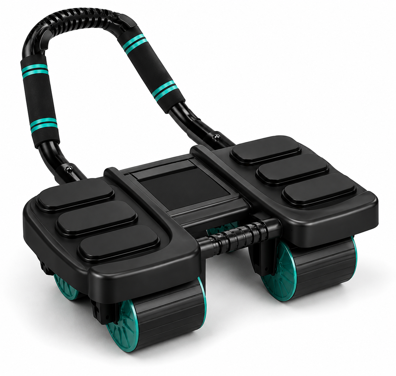 Peqqert - Rodillo de Abdominales Automático - Rebote y Soporte para Codos -  4 Ruedas - Negro/Azul