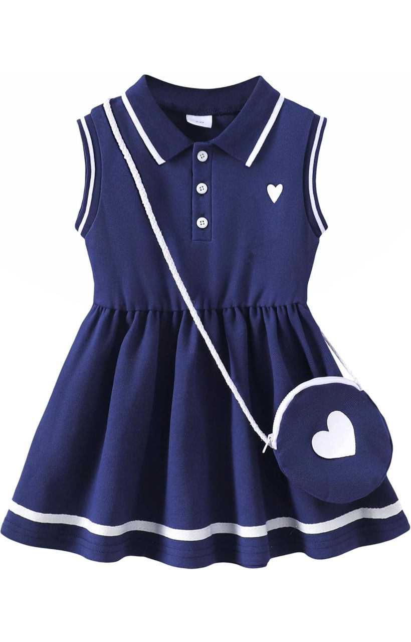 Vestido infantil tipo polo - Azul marino