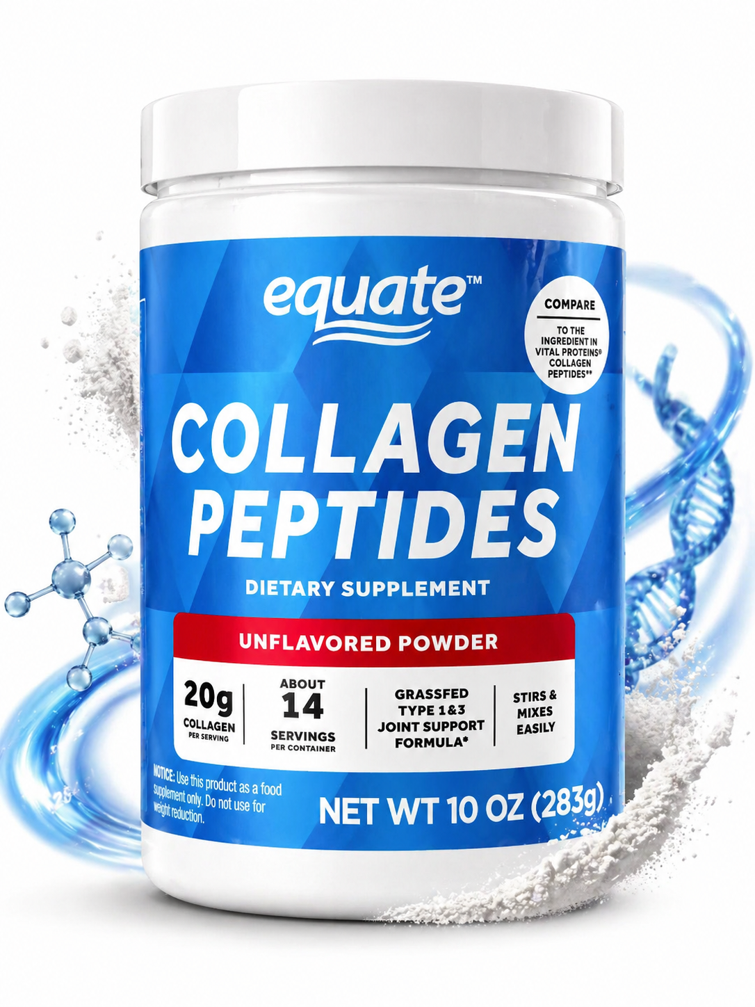 Equate - Collagen Peptides - Polvo sin sabor 10 oz