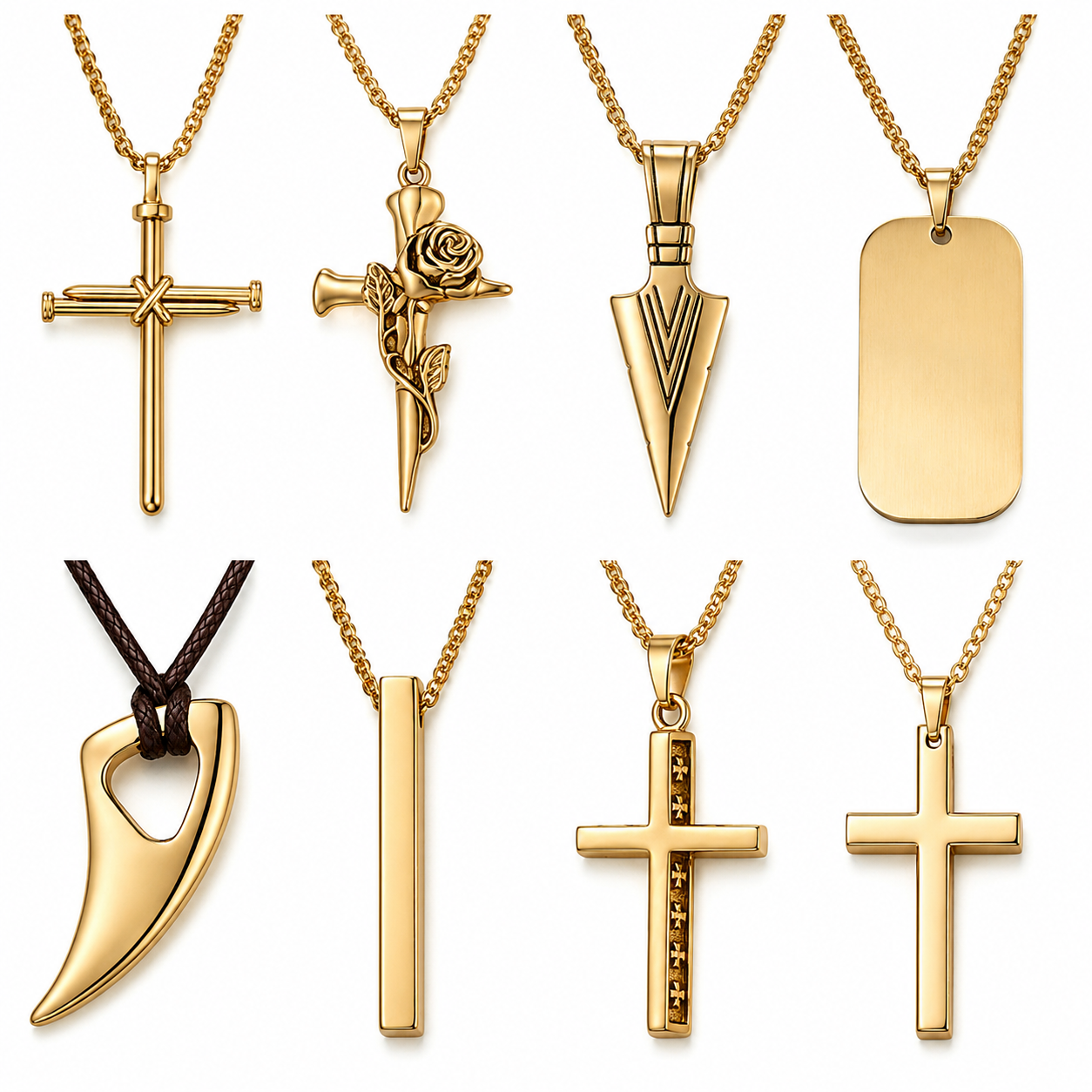 MAIBOTA - Juego de 8 Collares para hombre - Dorado