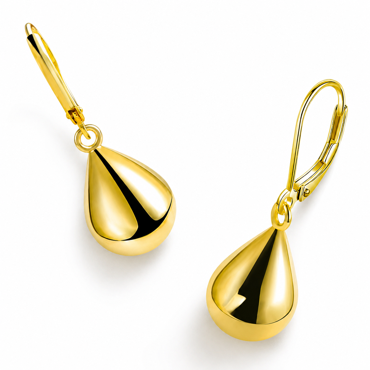 Alexcraft - Zarcillos de Lágrima con Cierre de Palanca - Baño de Oro 14K