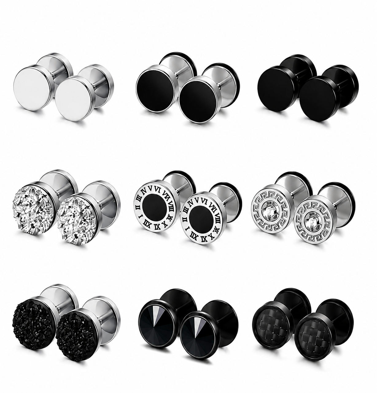 FIBO STEEL - 9 pares de pendientes - Calibre falso