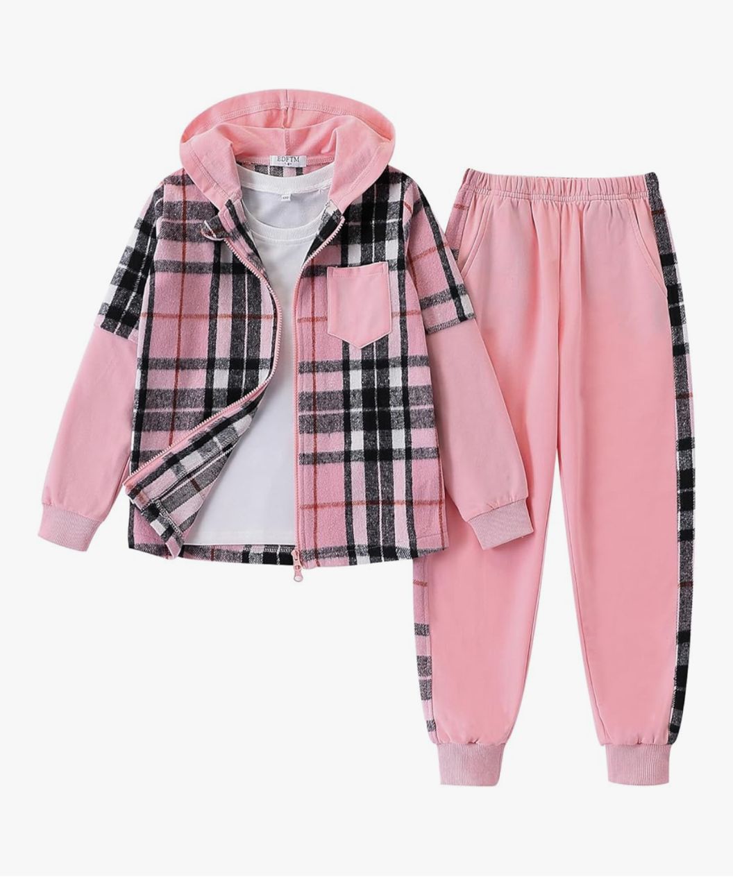 EDHTM - Conjunto Infantil 3 Piezas con Chaqueta y Pantalón - Rosa claro