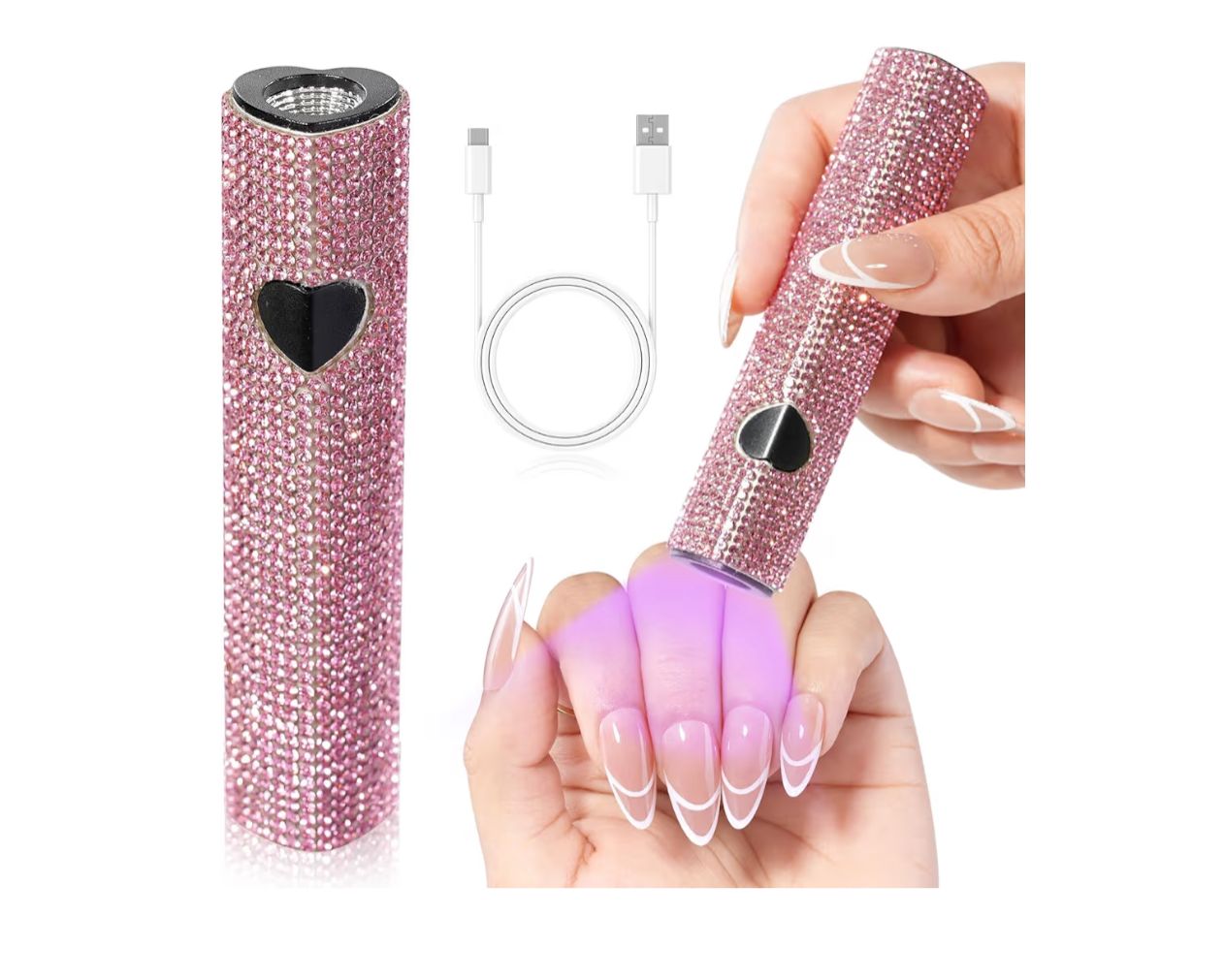 Lámpara UV/LED para Uñas - Rosa con Cristales