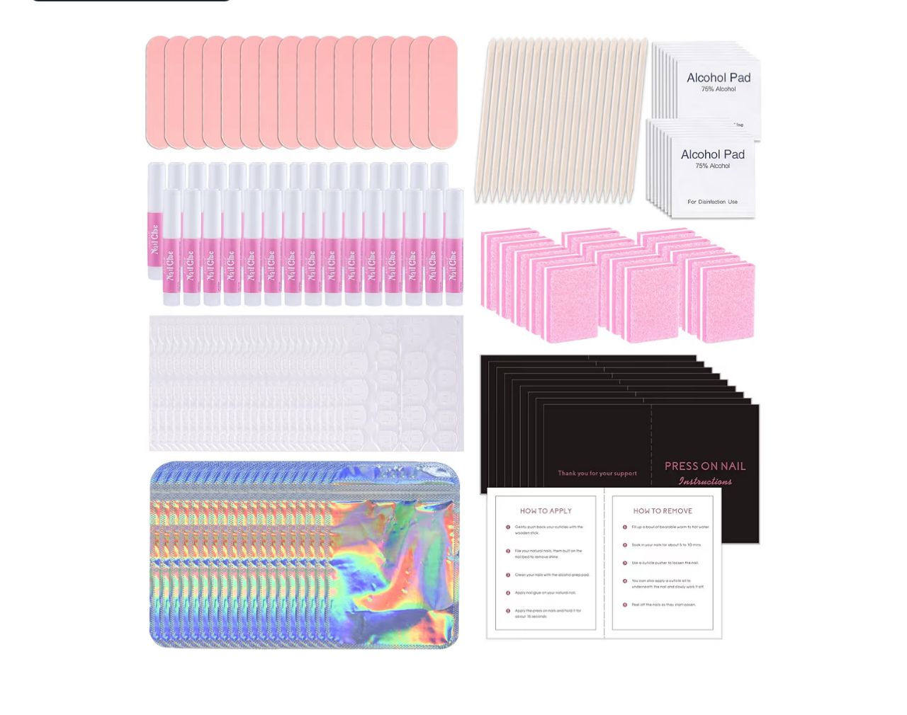 Kit de Aplicación para Uñas Postizas - Juego de 50 herramientas para salón de uñas