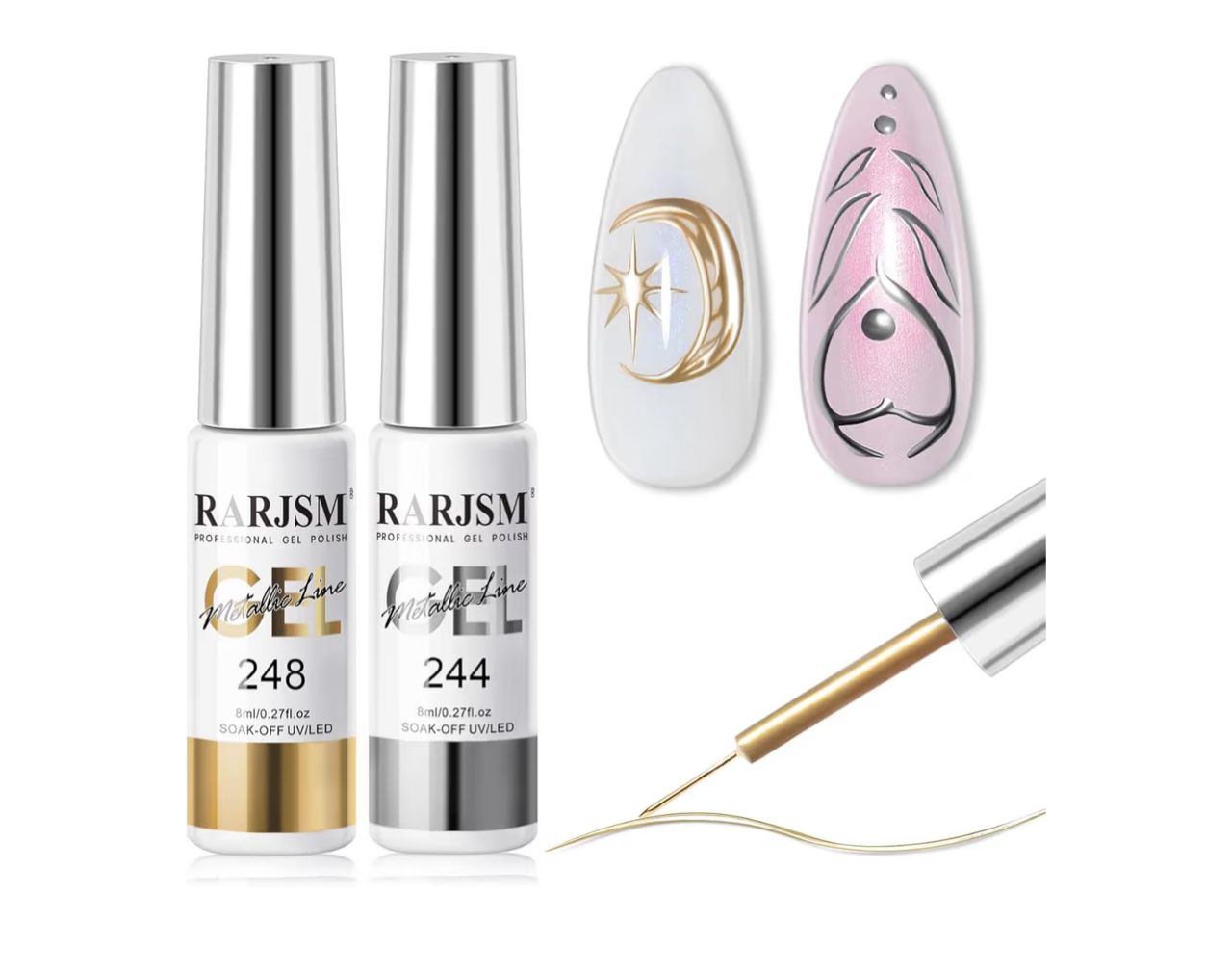 RARJSM - Gel Polish Metallic Line - Dorado 248 y Plateado 244