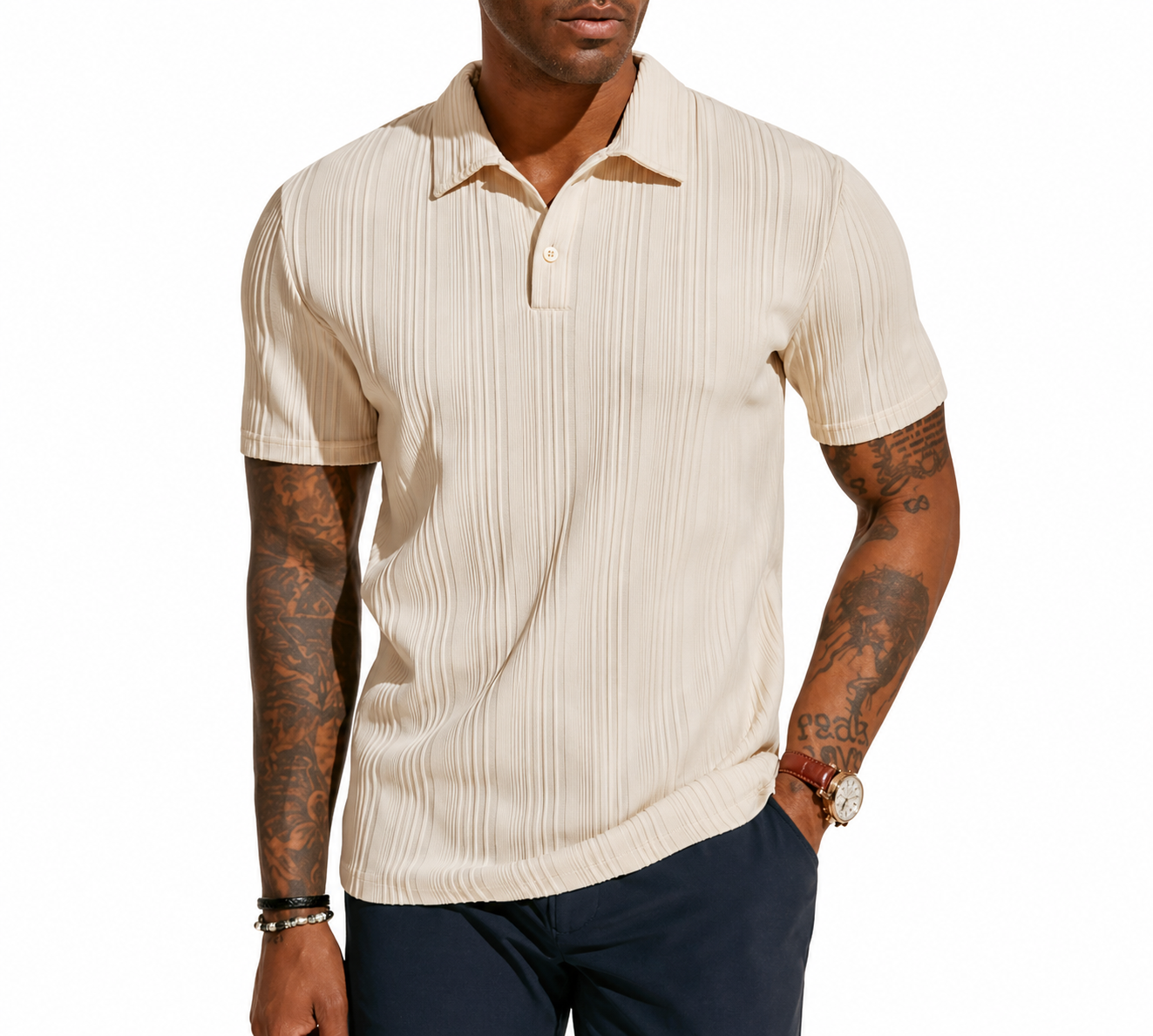 PJ PAUL JONES Camisa polo de punta con textura para hombre