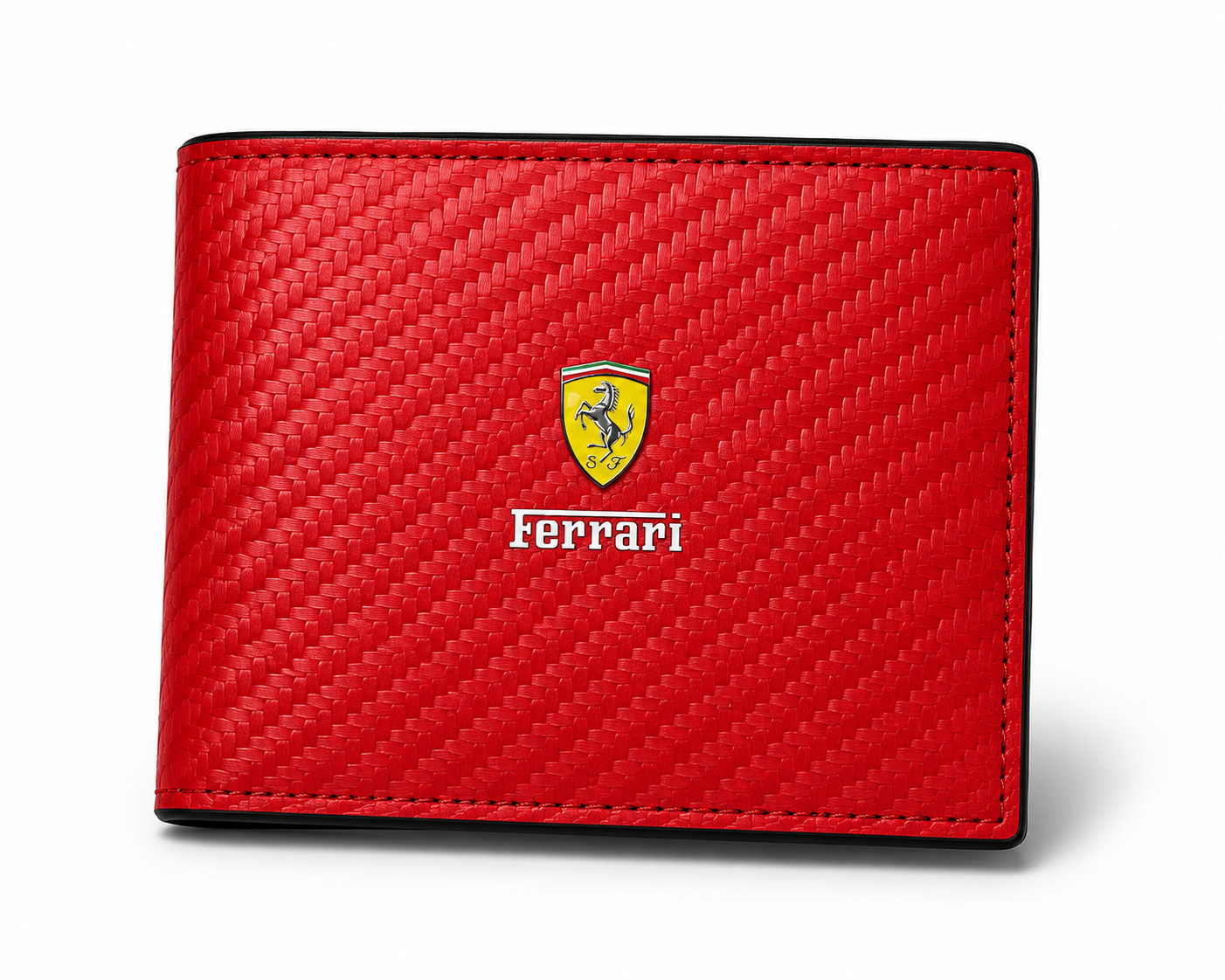 Cartera Bifold - Roja con textura fibra de carbono - (🚚Proveedor local)