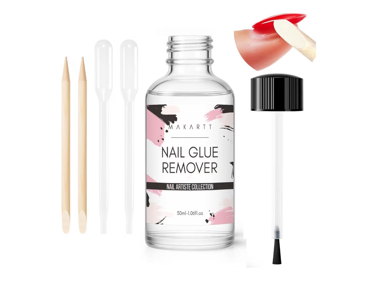 Makartt - Removedor de Pegamento para Uñas - 30 ml con Accesorios