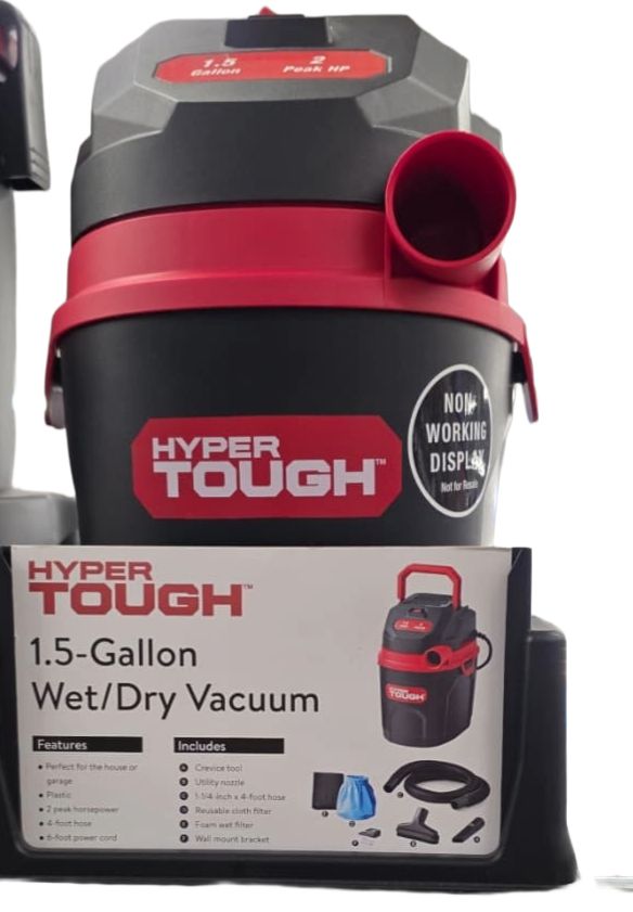 Aspiradora Hyper Tough 1.5 Galones Wet & Dry Vacuum – Aspiradora Seco/Húmedo Compacta para Auto, Taller y Hogar