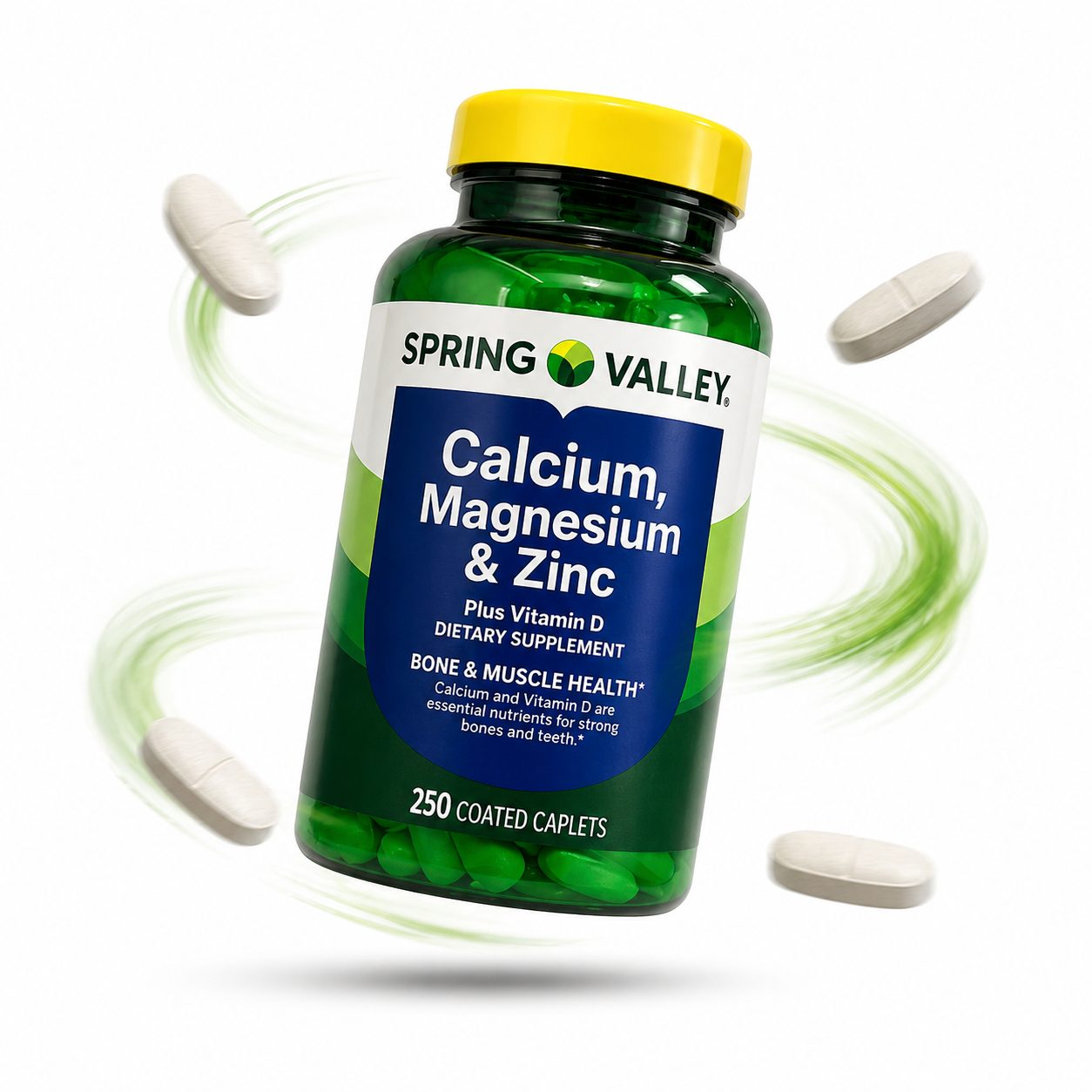 Spring Valley - Calcium, Magnesium & Zinc Plus Vitamin D - 250 caplets recubiertas