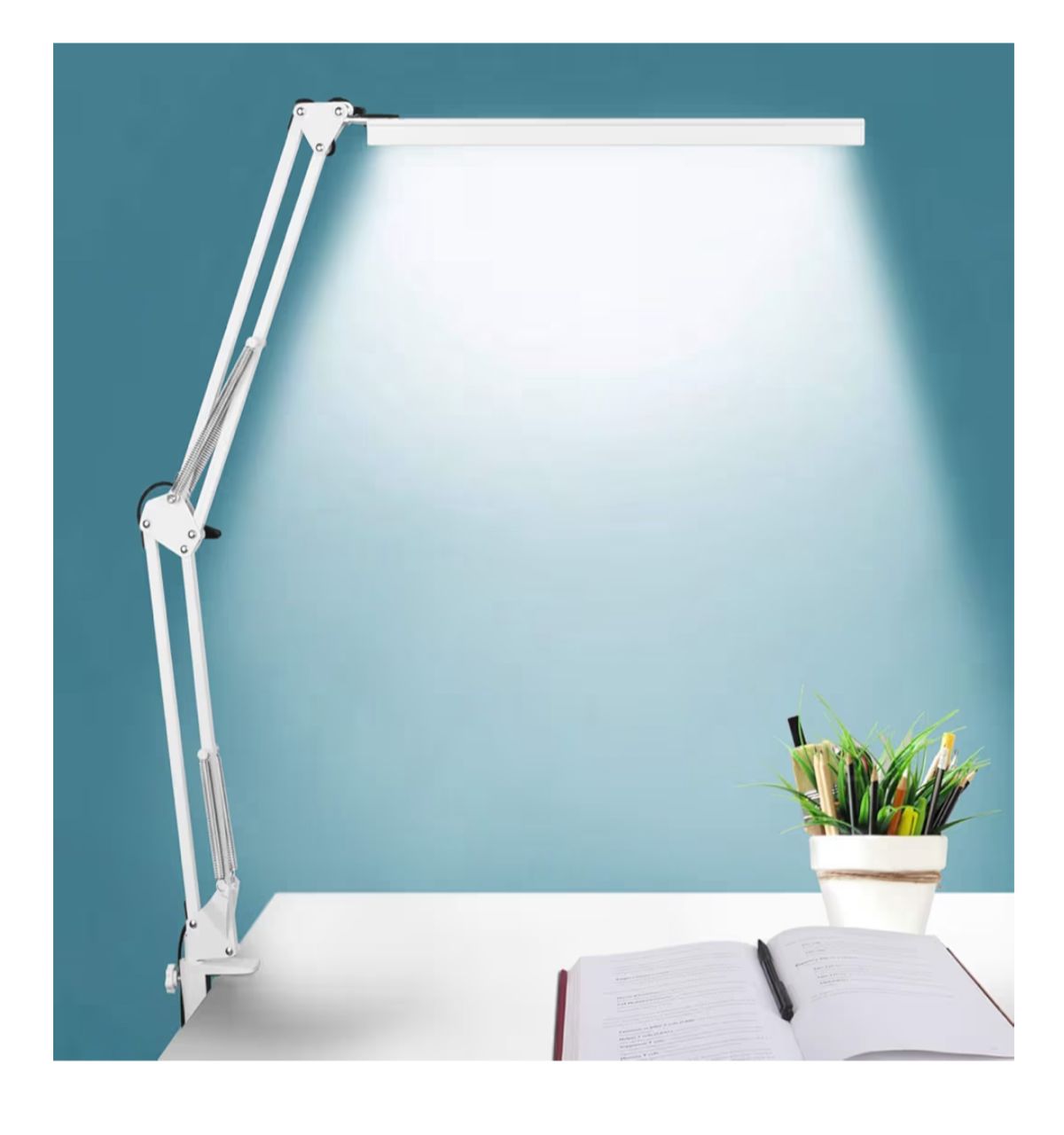 Lámpara de Escritorio Articulada - Blanca con Pinza