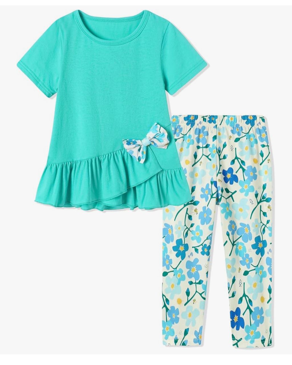 Conjunto infantil de blusa y leggings - lago verde