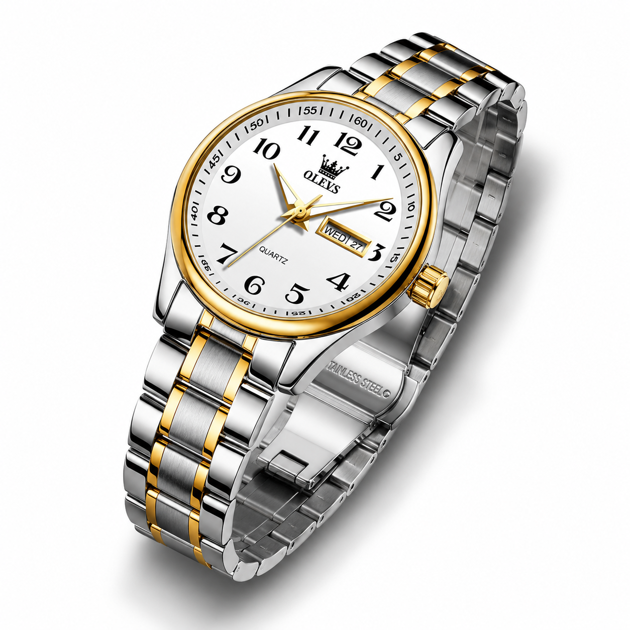 OLEVS - Reloj  de Pulsera en Acero inoxidable - Cuarzo Impermeable - Oro/plata