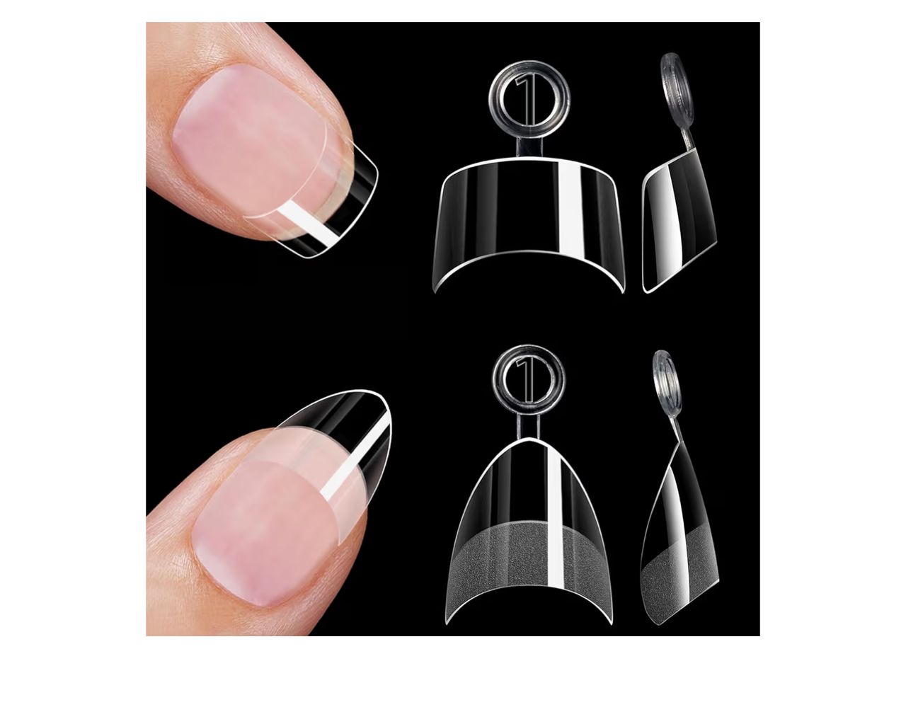 Moldes Dual Forms para Uñas - Transparente 480 puntas de uñas