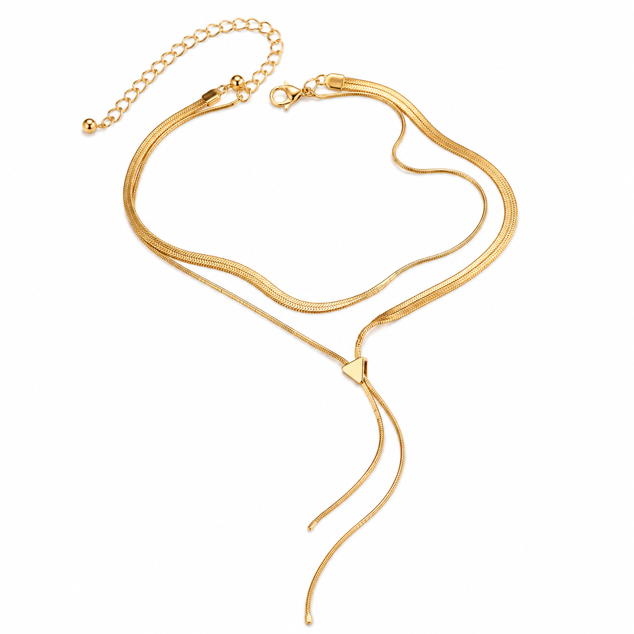 VIRELLA JEWELS - Collar Dorado de Doble Capa con Caída Ajustable