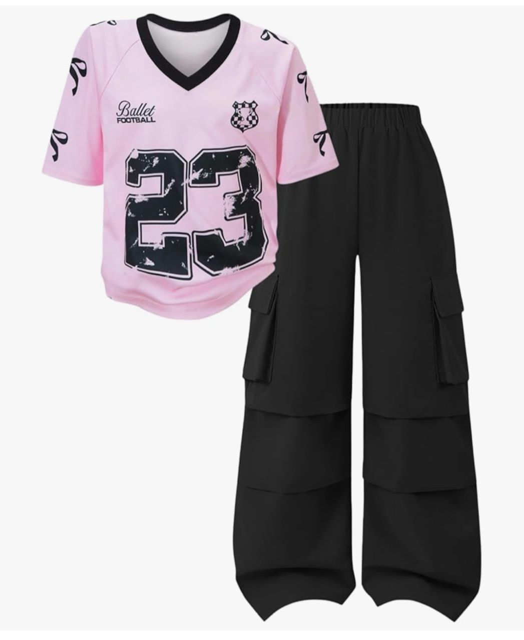 Ballet Football - Conjunto camiseta y pantalón cargo - Rosa/Negro 23