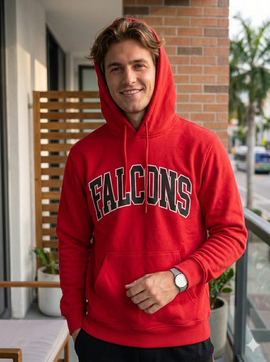 Sudadera con Capucha Falcons Roja – Estilo Deportivo Casual Tallas M - L