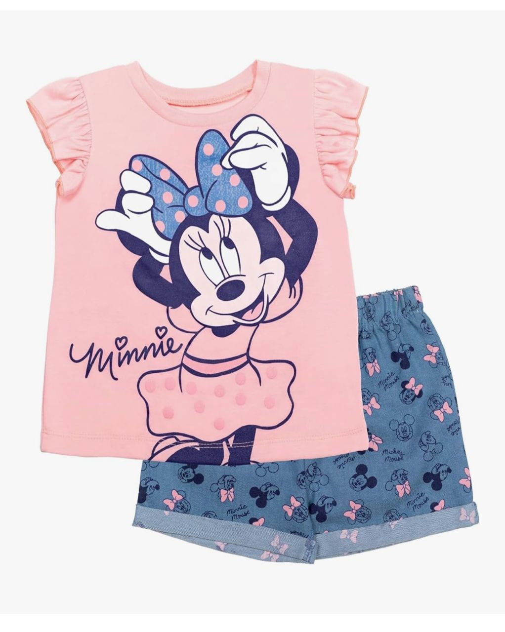 Disney Minnie Mouse - Conjunto de Camiseta y Short - Rosa/Azul