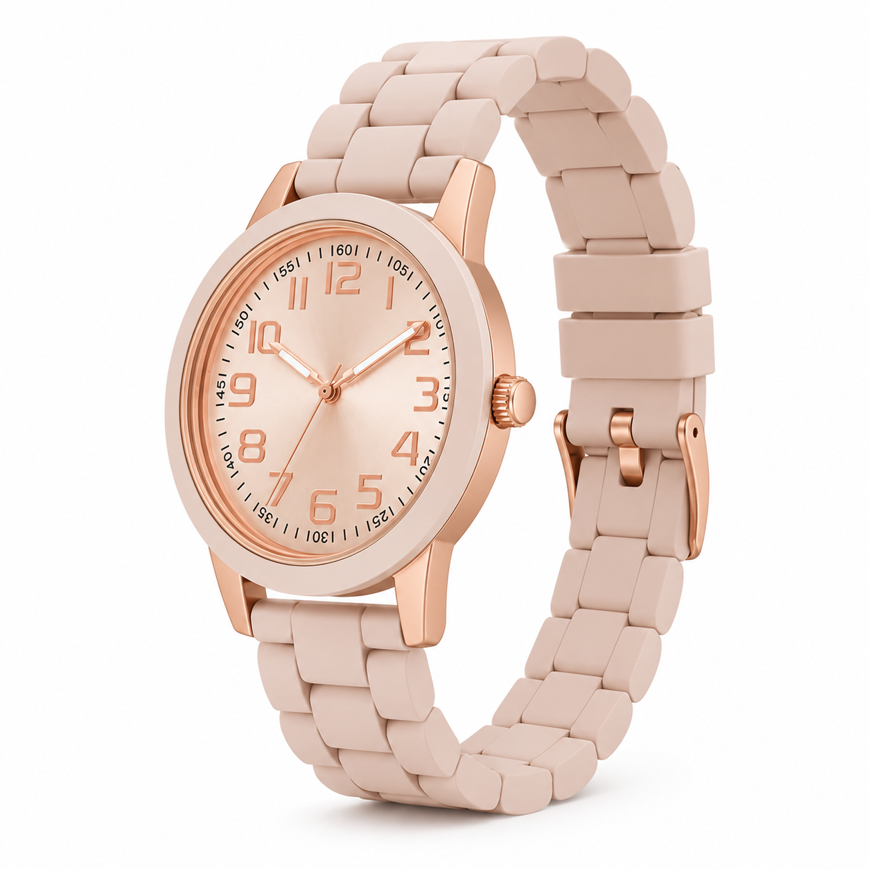 Time & Tru - Reloj de Pulsera -  Correa de Silicona - Rosa suave/Oro rosa