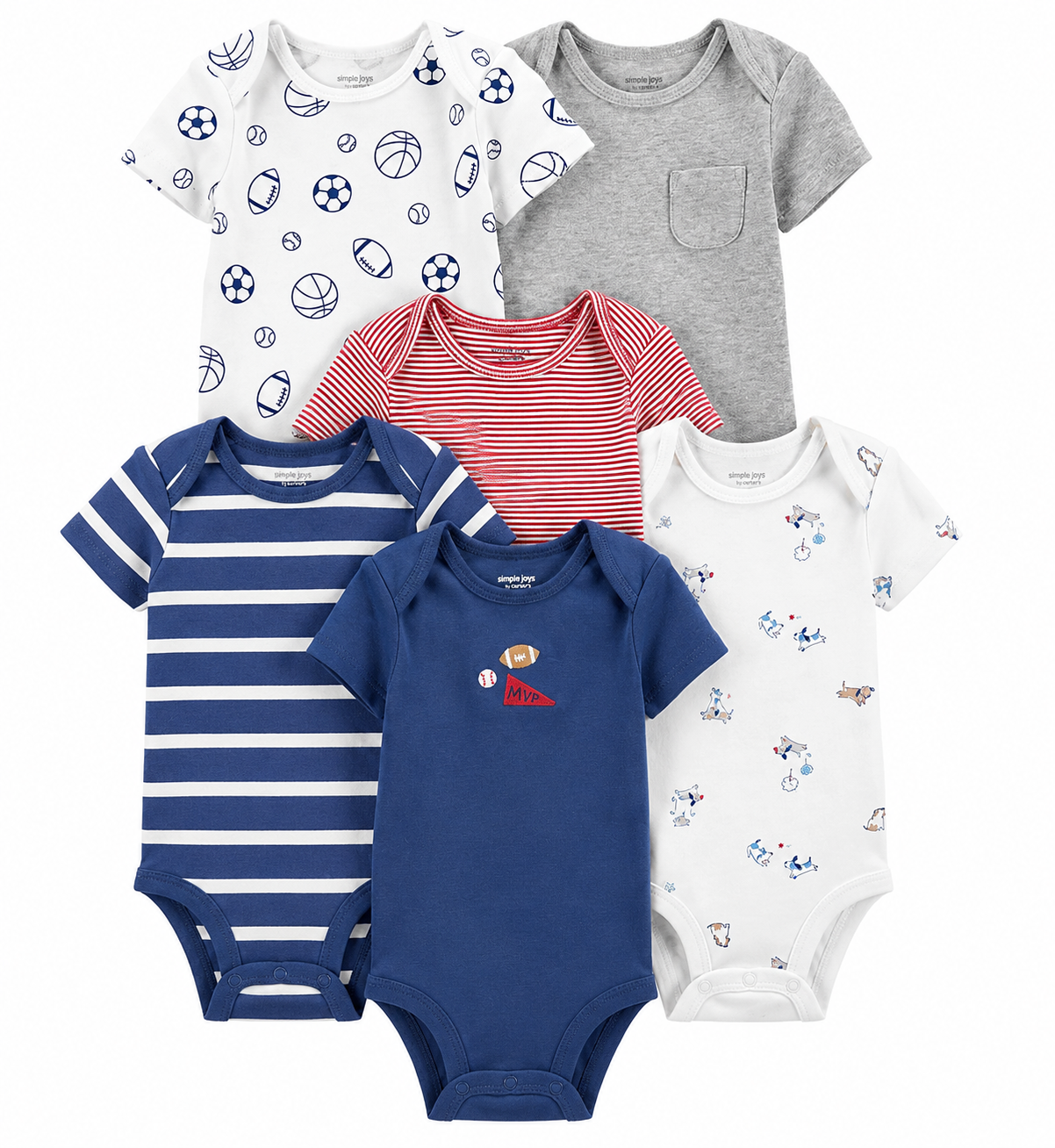 Simple Joys by Carter's - Pack de 6 Bodysuits para Bebé