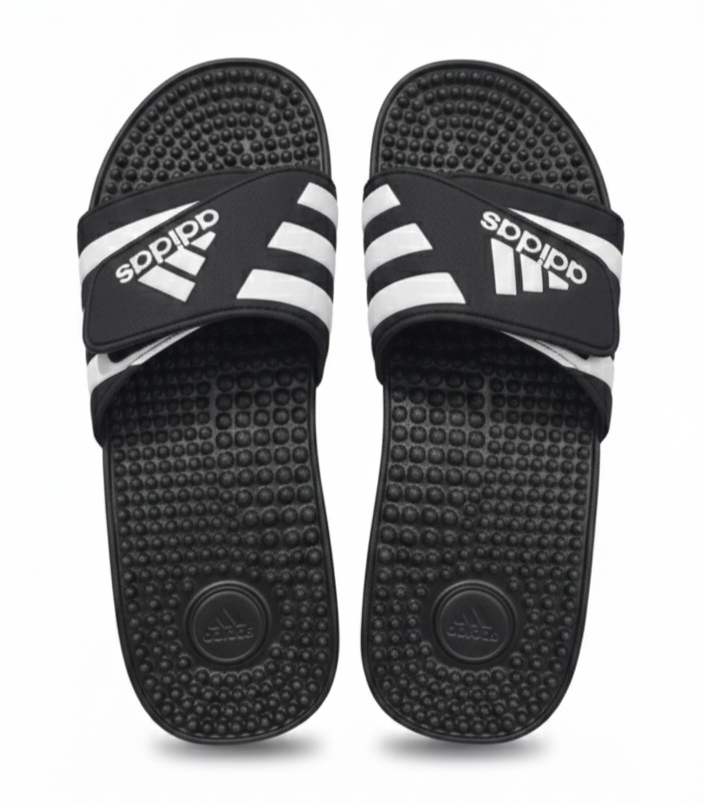 Adidas Massage Slides Comfort Black White — Tallas 45,46,47,48