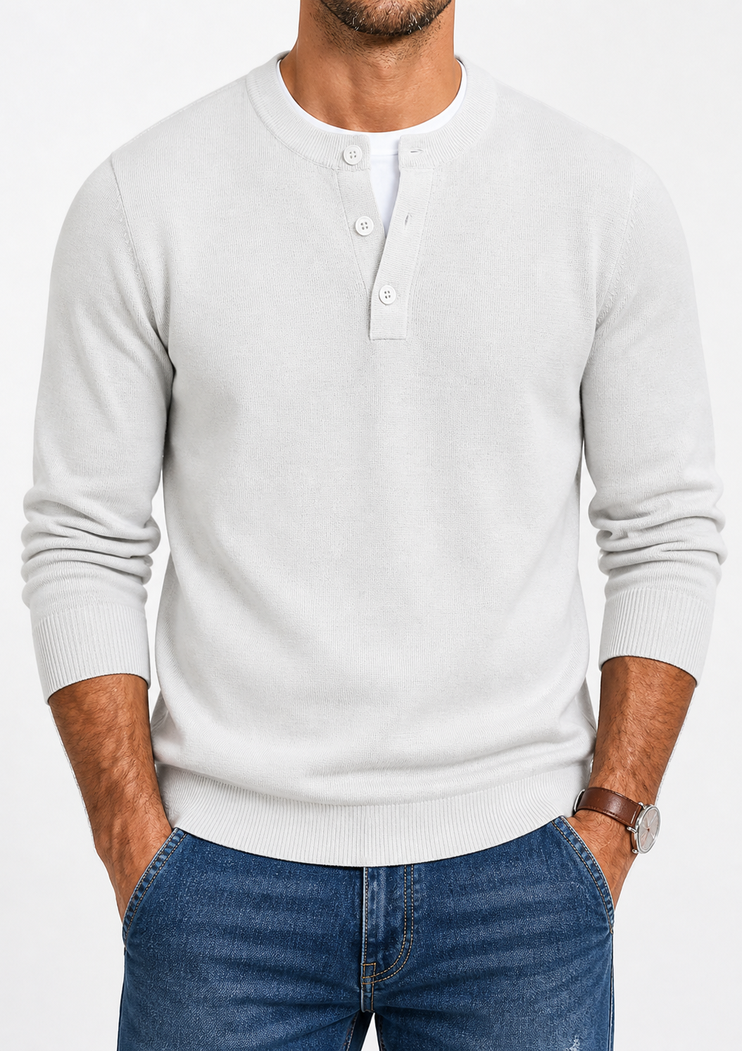 COOFANDY - Suéter Henley de Hombre