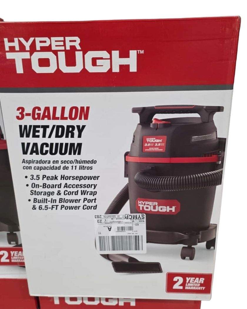 Aspiradora Hyper Tough 3 Galones Wet & Dry Vacuum – Aspiradora Seco/Húmedo 3.5 HP para Taller, Auto y Hogar