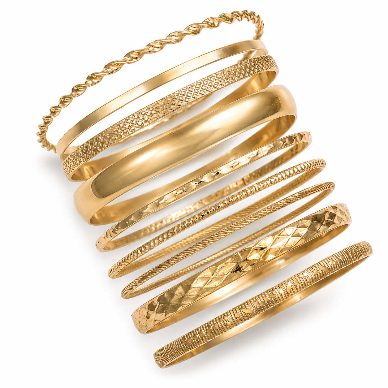 Time and Tru - Pulseras Tipo Brazalete Texturizadas -  Dorado  (10 pulseras)