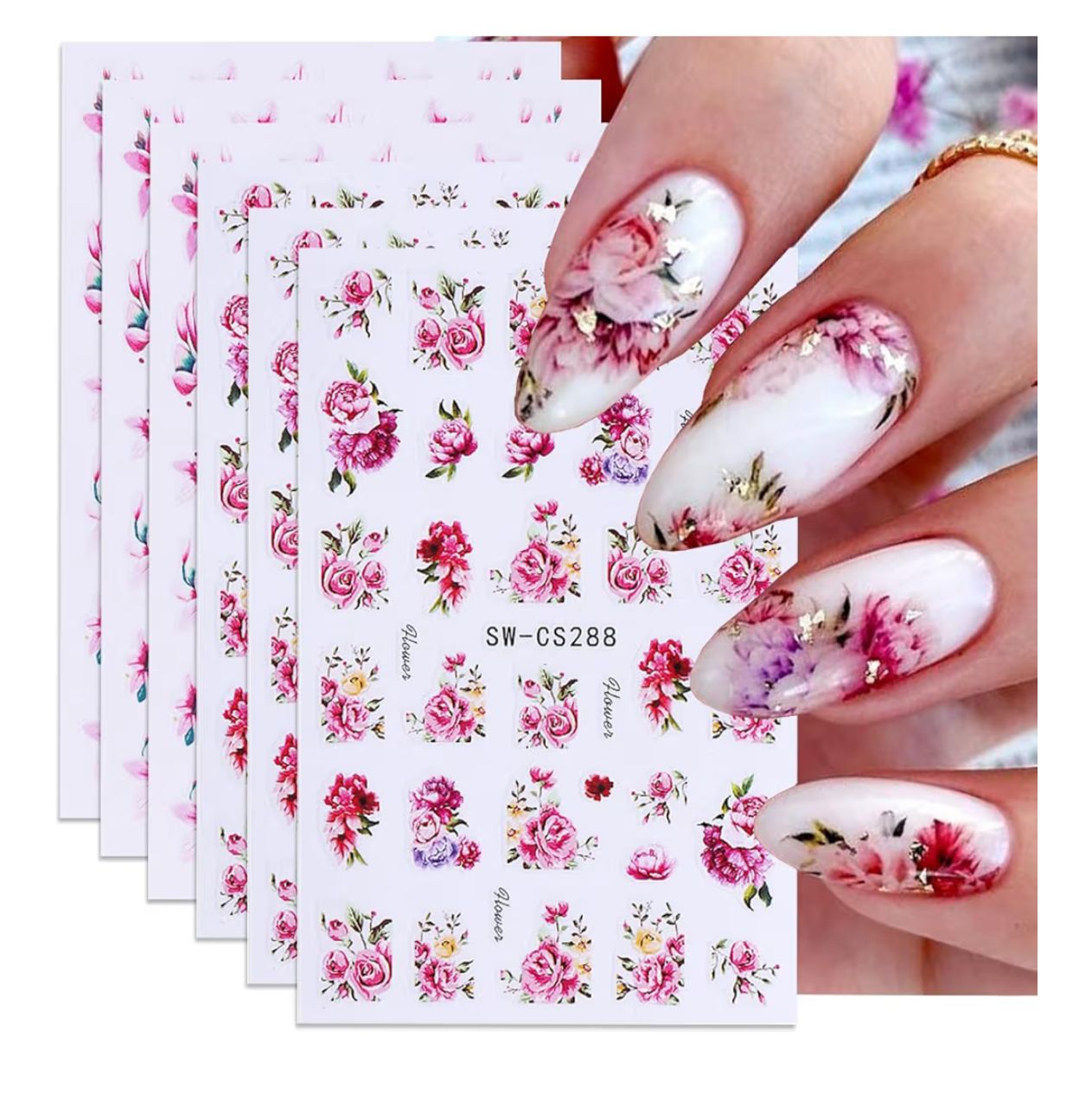 Stickers Decorativos para Uñas - Flores Rosadas SW-CS288