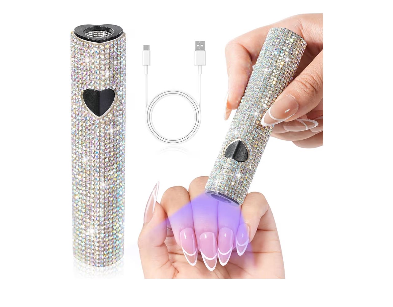 Lámpara UV LED portátil para uñas - Cristales brillantes