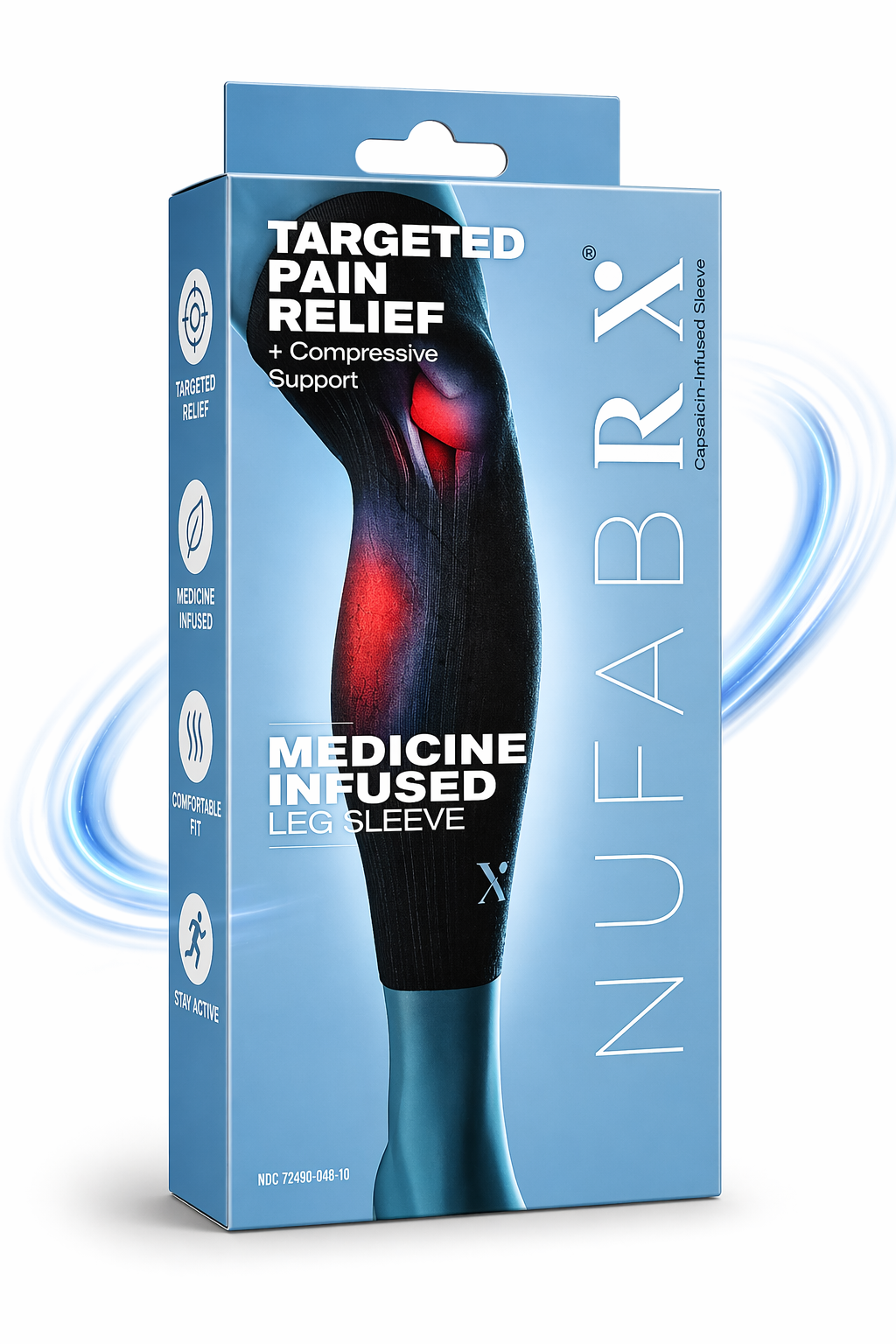 NUFAB RX - Targeted Pain Relief - Compressive + Support Leg Sleeve