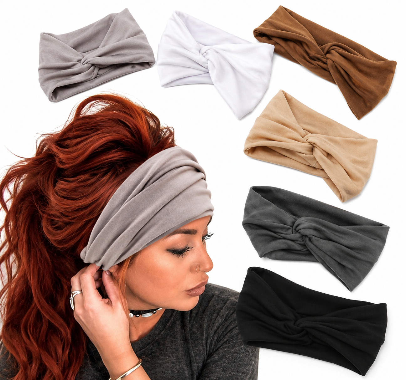 DRESHOW -  Turbantes Diademas Anchas - 6 Piezas Colores varios