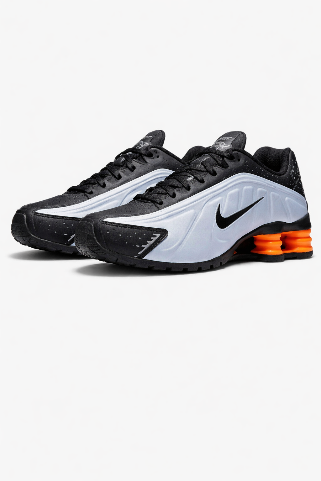 Nike Shox R4 Originales Talla 40 Gris/Negro con Detalles Naranja