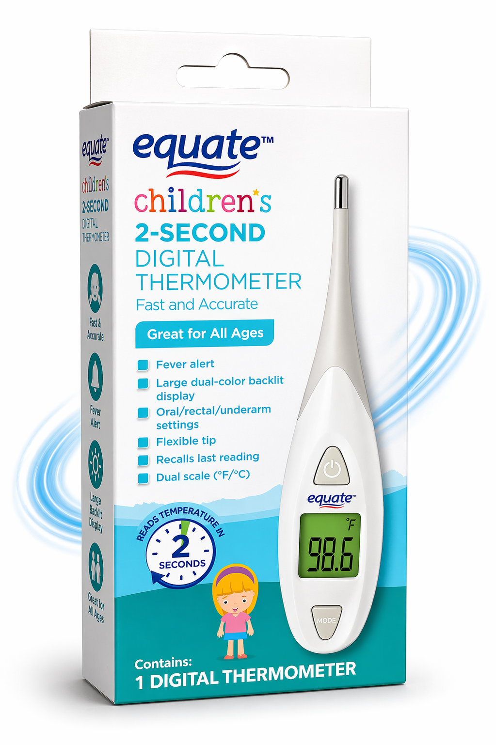 equate - Children’s 2-Second Digital Thermometer