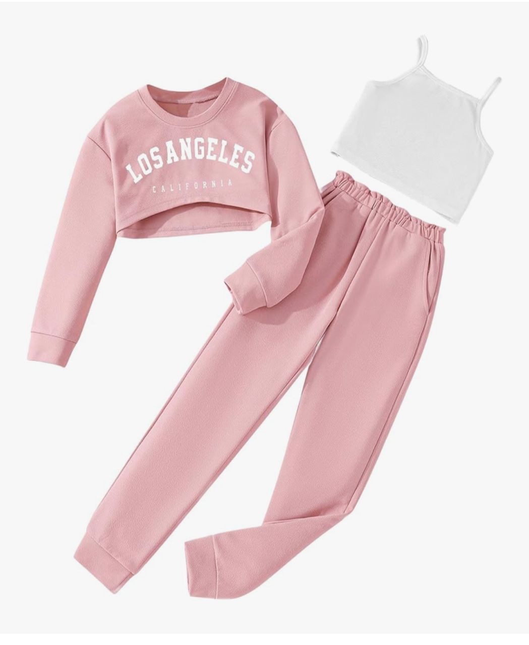 Hilinker - Conjunto deportivo Los Angeles de 3 piezas - Rosa/Blanco