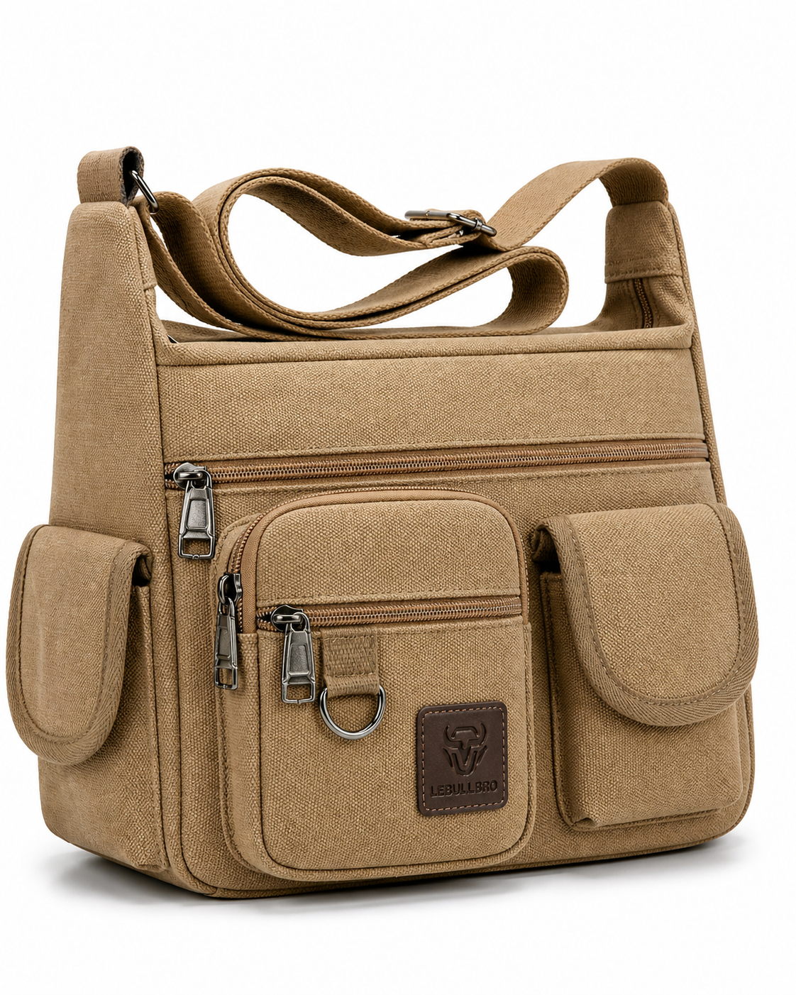 LEBULLBRO - Bolso de hombro de lona para hombre