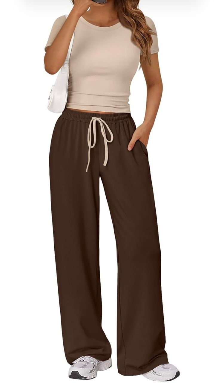 Pantalón Jogger Wide Leg Mujer - Beige Café