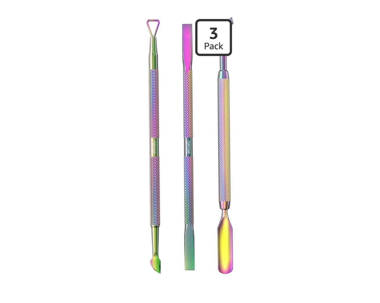 DROYA - Set de Herramientas para Cutícula - 3 Piezas Arcoíris