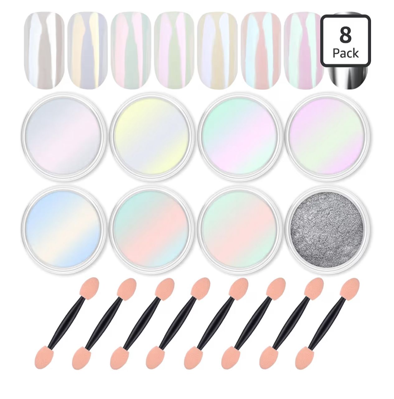 Artdone - Polvo Chrome para Uñas - Set 8 Pack Aurora