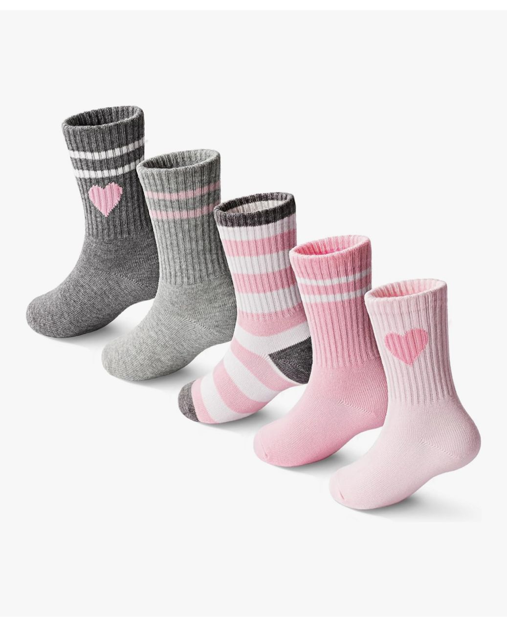 Medias para niña - Pack 5 pares rosa y gris