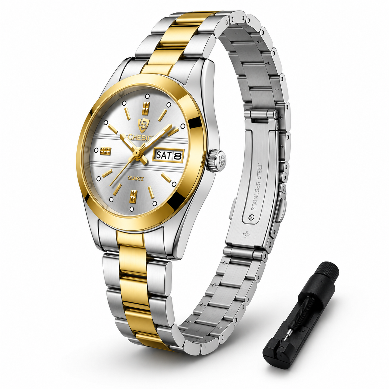 LIEBIG - Reloj Analógico de Cuarzo - Acero inoxidable e Impermeable - Plata/Dorado
