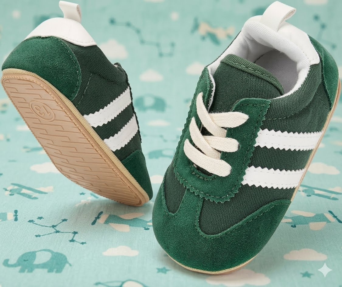 BACSAC - Zapatos de bebé para niños antideslizantes - Verde/Blanco