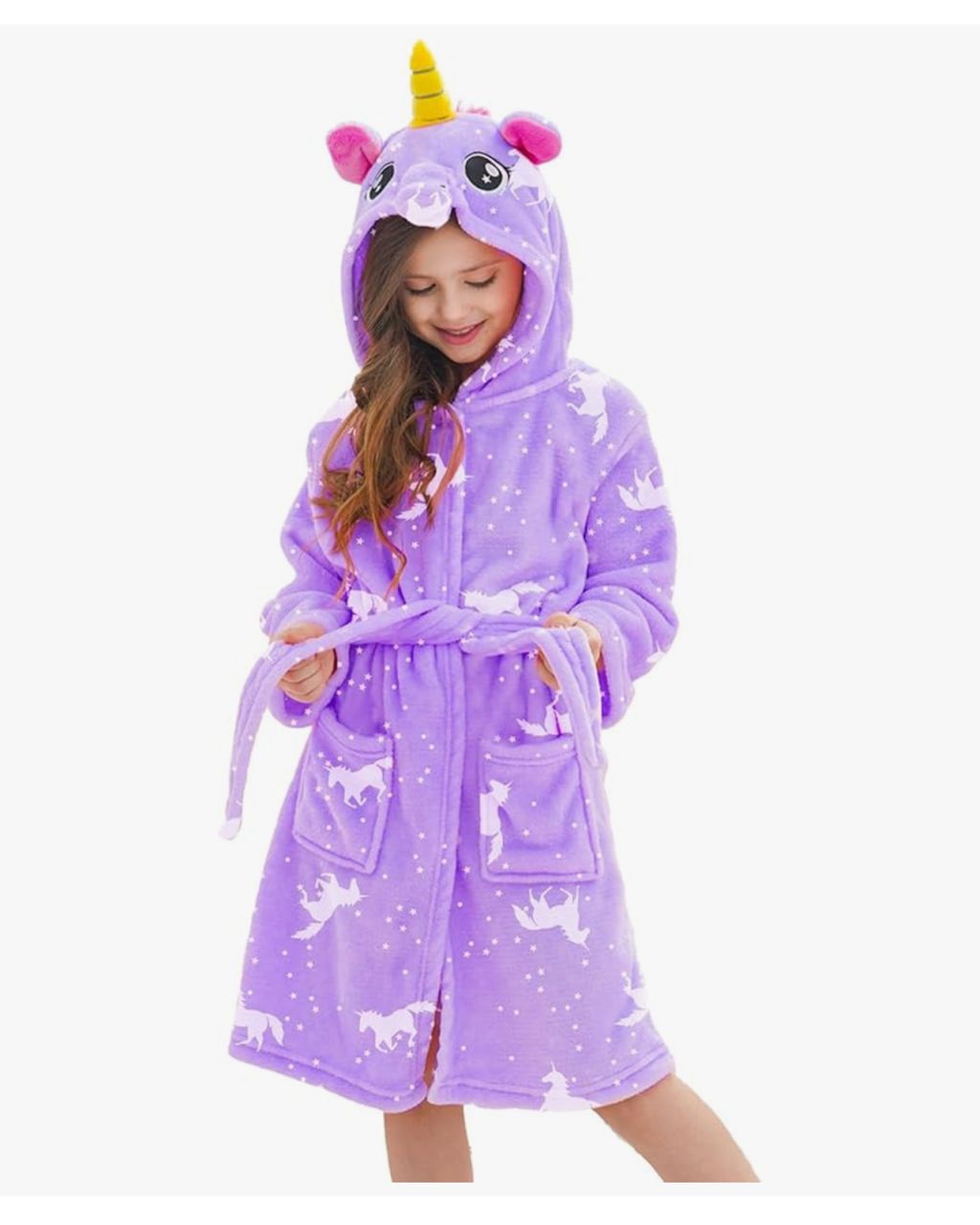 Bata de baño infantil unicornio - Púrpura