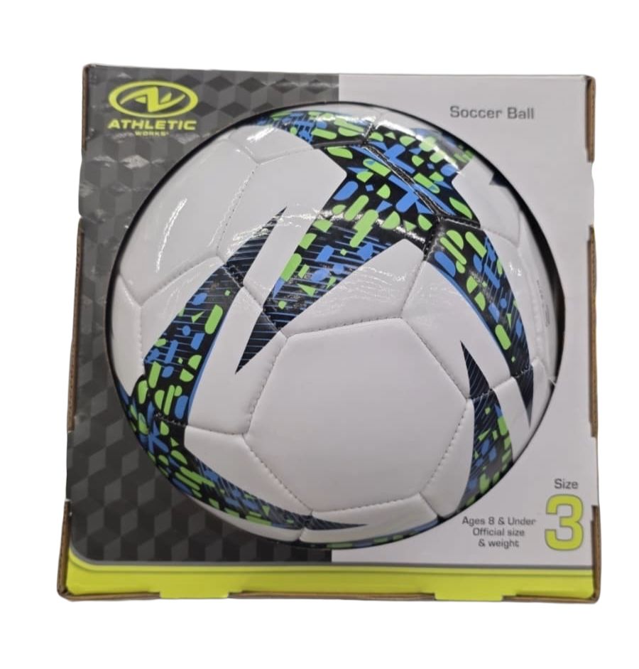 Balón de Fútbol Athletic Works Tamaño 3 Infantil – Pelota Soccer Oficial para Niños Entrenamiento y Recreación
