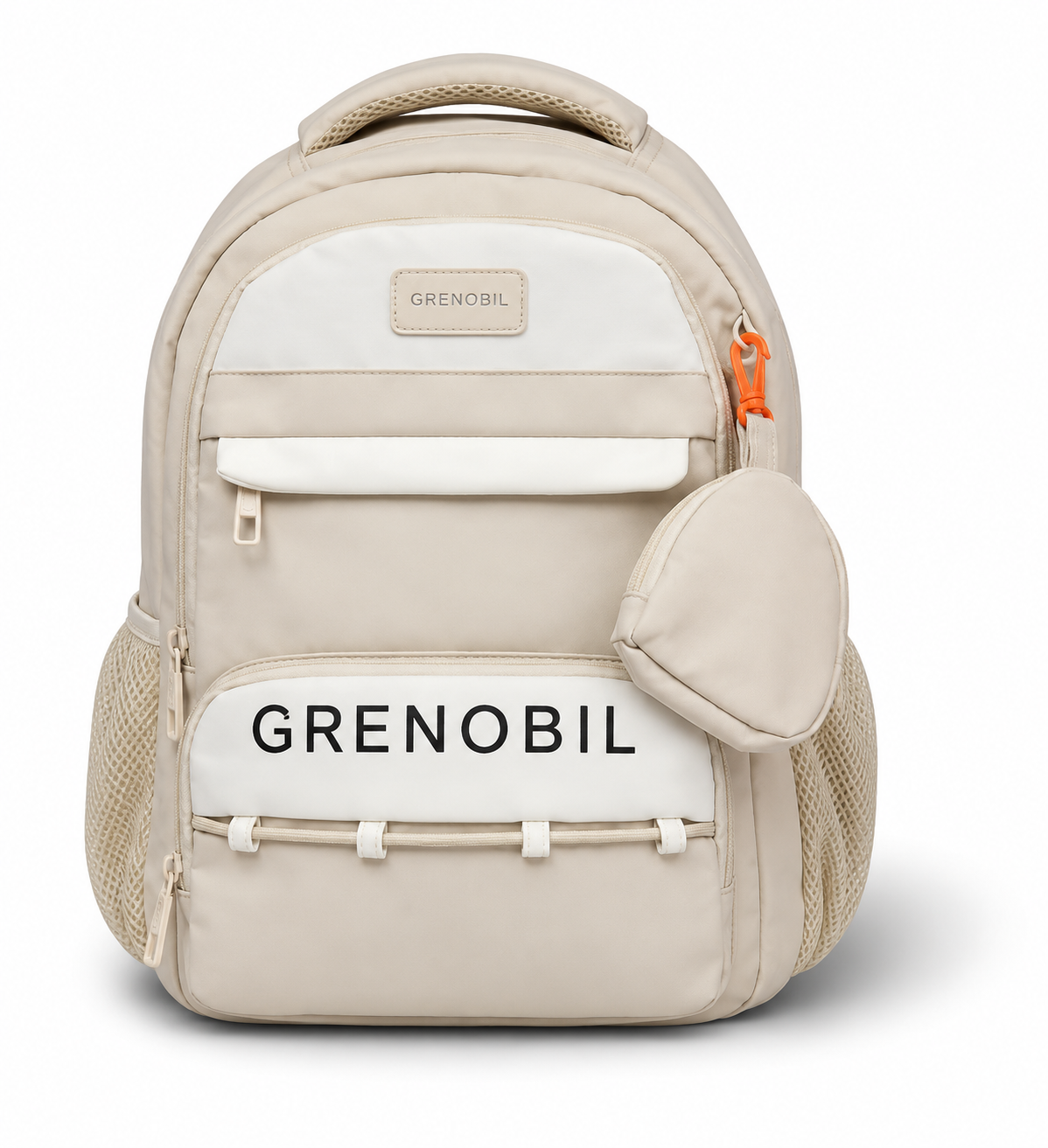 Grenobil - Mochila Escolar con Monedero - Beige/Blanco - (🚚Proveedor local)